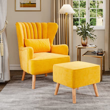 Load image into Gallery viewer, Occasion Faux Wool Wingback Chair Padded Armchair and Footstool Wingback Chairs Living and Home