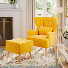 Load image into Gallery viewer, Occasion Faux Wool Wingback Chair Padded Armchair and Footstool Wingback Chairs Living and Home