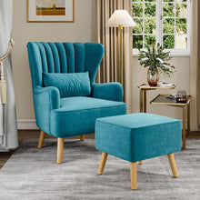 Load image into Gallery viewer, Occasion Faux Wool Wingback Chair Padded Armchair and Footstool Wingback Chairs Living and Home