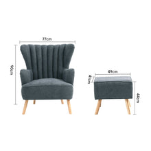 Load image into Gallery viewer, Occasion Faux Wool Wingback Chair Padded Armchair and Footstool Wingback Chairs Living and Home