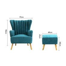 Load image into Gallery viewer, Occasion Faux Wool Wingback Chair Padded Armchair and Footstool Wingback Chairs Living and Home