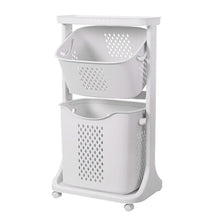 Load image into Gallery viewer, 2/3-Tier Bathroom Plastic Storage Trolley Laundry Basket Laundry Baskets Living and Home 2 Tier