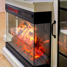Load image into Gallery viewer, Electric Fireplace TV Stand with Glass Door Closed Storage 3 Flame Colours Freestanding Fireplaces Living and Home Fireplace Only
