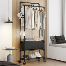 Load image into Gallery viewer, Livingandhome Double Rod Metal Clothes Rack on Wheels