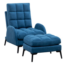 Load image into Gallery viewer, Leisure Recliner Armchair and Ottoman Set with Footstool Metal Legs