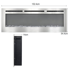 Load image into Gallery viewer, Silver 2kW Electric Fireplace 12 Flame Colour Recessed Fire with 2 Heat Settings Wall Mounted Fires Living and Home