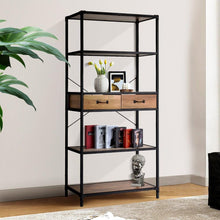 Load image into Gallery viewer, 5-Tier Wooden Book Shelf with Drawers Living and Home