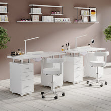 Load image into Gallery viewer, 120cm Wide White Professional Manicure Station Nail Table on Wheels with Dust Collector Dressing Tables Living and Home