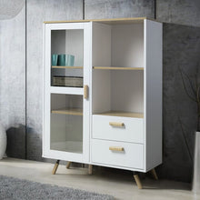 Load image into Gallery viewer, Side Cabinet with Glass Door and 2 Drawers Living and Home