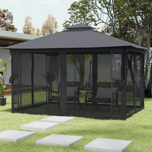 Load image into Gallery viewer, Premium Iron Outdoor Pergola with Sheer Charcoal Gray Screens Living and Home