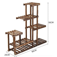 Load image into Gallery viewer, Livingandhome Rustic Large Multi-Tiered Wooden Plant Stand