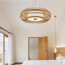 Load image into Gallery viewer, Lightsin Drum-Shaped Hanging LED Bamboo Pendant Light Lightsin UK 45cm Dia