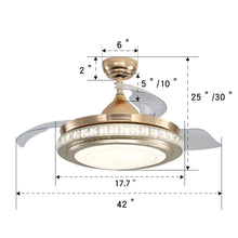 Load image into Gallery viewer, 42inch Retractable Ceiling Fan Light Lamp W/Remote Control Ceiling Light Living and Home