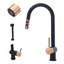 Load image into Gallery viewer, Black Pull Out Single Lever Mono Tap with 2 Jet Options