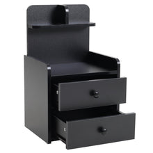 Load image into Gallery viewer, Minimalist Black Wooden Bedside Table with Drawers Cabinets Living and Home