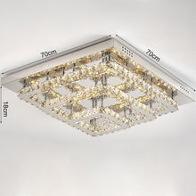 Load image into Gallery viewer, 96w LED Ceiling Light 70 x 70 cm Square 3 Tier Crystal Chandelier Ceiling Light Living and Home