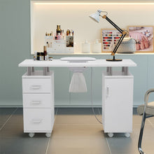 Load image into Gallery viewer, 120cm Wide White Professional Manicure Station Nail Table on Wheels with Dust Collector Dressing Tables Living and Home