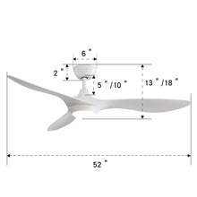 Load image into Gallery viewer, 52inch Reversible Ceiling Fan W/Light Remote Control 3/5 Blades 5 Speed Timer Ceiling Light Living and Home
