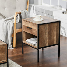 Load image into Gallery viewer, Storage Bedside Table 2 Shelves End Table Industrial Nightstand End Tables Living and Home
