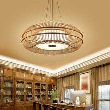Load image into Gallery viewer, Lightsin Drum-Shaped Hanging LED Bamboo Pendant Light Lightsin UK