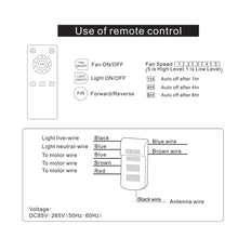 Load image into Gallery viewer, 52inch Reversible Ceiling Fan W/Light Remote Control 3/5 Blades 5 Speed Timer Ceiling Light Living and Home