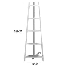 Load image into Gallery viewer, 3/4/5 Tier Corner Ladder Shelf Bookcase Plant Flower Display Stand Storage Rack Bookcases & Standing Shelves Living and Home White 5 Layer: 147H x 50W x 34D cm