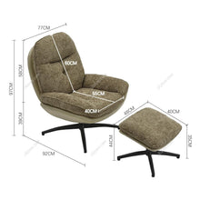 Load image into Gallery viewer, Chenille Lounge Chair with Footstool Living and Home