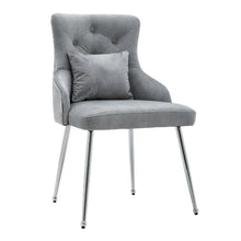 Load image into Gallery viewer, Grey Velvet Tufted Dining Chair with Cushion Living and Home