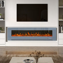 Load image into Gallery viewer, 72 inch Wall Mounted Electric Fireplaces With Remote Control 9 Flame Colours Heater Wall Mounted Fireplaces Living and Home Grey
