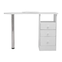 Load image into Gallery viewer, 106cm White 3 Drawers Manicure Table with Metal Leg Dressing Tables Living and Home