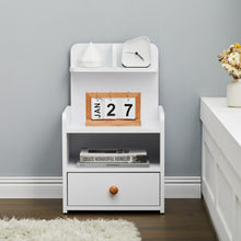 Load image into Gallery viewer, Minimalist Black/White Wooden Bedside Table with Drawers Cabinets Living and Home 1 Drawer White