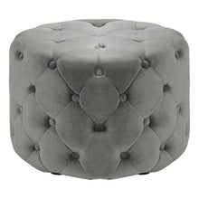 Load image into Gallery viewer, Round Velvet Buttoned Footstool Living and Home
