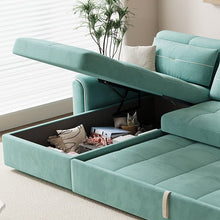 Load image into Gallery viewer, Cottonfy Multifunctional Mint Velvet Pull Out Chaise Sofa Bed with Storage Cottonfy UK
