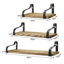 Load image into Gallery viewer, 3Pcs Rustic Metal Wood Floating Shelf Brackets Living and Home