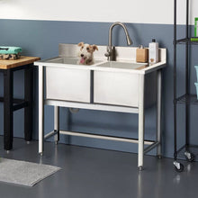 Load image into Gallery viewer, 4ft Stainless Steel Kitchen Commercial Sink Kitchen Sinks Living and Home
