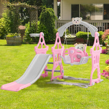 Load image into Gallery viewer, 3 In 1 Fun Cyan/Pink Kids Toddler Swing and Slide Set Indoor and Outdoor Swing & Slide Living and Home