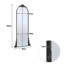 Load image into Gallery viewer, 180cm H Vintage Black Carved Arched Mirror Wall Mirrors Living and Home