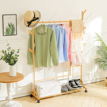 Load image into Gallery viewer, Bamboo Clothes Rack with Bottom Shelf Shoe Clothing Organizer Living and Home