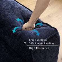 Load image into Gallery viewer, Cottonfy Tofu Block Vintage Chenille Fabric Sofa Stain Resistant Navy Blue Cottonfy UK
