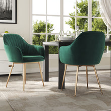 Load image into Gallery viewer, 2Pcs Modern Velvet Upholstered Dining Chairs with Polished Gold Legs