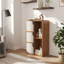 Load image into Gallery viewer, Wooden Bookcase Storage Cabinet with Doors and Open Shelf