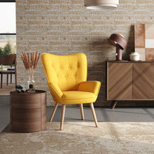 Load image into Gallery viewer, Tufted Button Linen Armchair with Wooden Legs