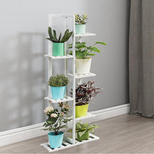 Load image into Gallery viewer, 5/6 Tier Flower Stand Plant Pot Display Ladder Shelves Bamboo Shelf Storage Rack Bookcases & Standing Shelves Living and Home White