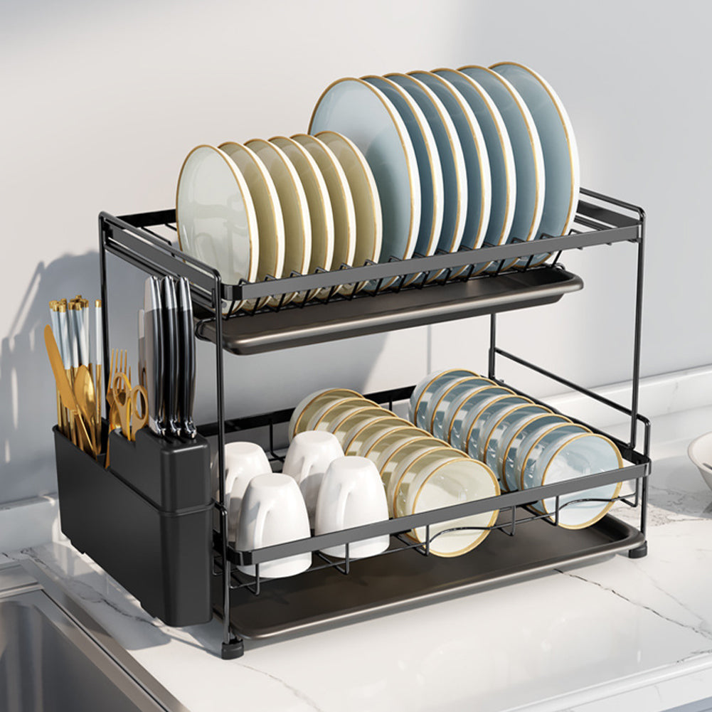 2 Tier Dish Drying Rack with Drainboards – sorangLtd