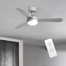 Load image into Gallery viewer, Silver 3 Blade Ceiling Fan with LED Lamp & Remote Control 42Inch Ceiling Light Living and Home
