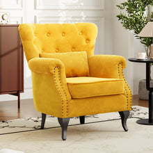 Load image into Gallery viewer, Upholstered Nail Head Modern Buttoned Armchair with Lumbar Pillow and Cushion