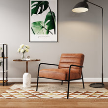 Load image into Gallery viewer, Leisure Soft PU Leather Cushioned Accent Armchair with Metal Frame