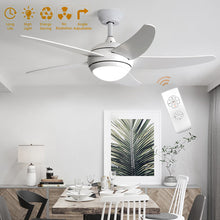 Load image into Gallery viewer, 52inch Reversible Ceiling Fan W/Light Remote Control 3/5 Blades 5 Speed Timer Ceiling Light Living and Home White 5 Fans