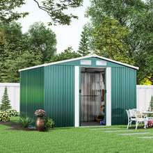 Load image into Gallery viewer, 6 x 8ft Large Metal Garden Tool Storage Shed - Green
