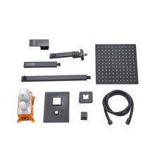 Load image into Gallery viewer, Sliver/Black Chrome Plated Square Concealed Showerhead and Handshower Mixer Set Shower Systems Living and Home